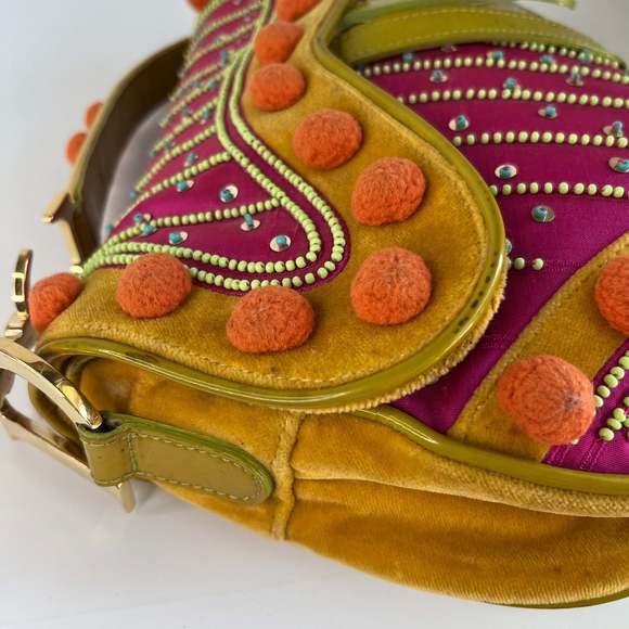 Limited Edition John Galliano era Dior Saddle bag with pompom and bead - Picture 16 of 16